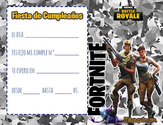 invitacion fortnite para imprimir