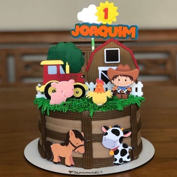 pastel de la granja para niño