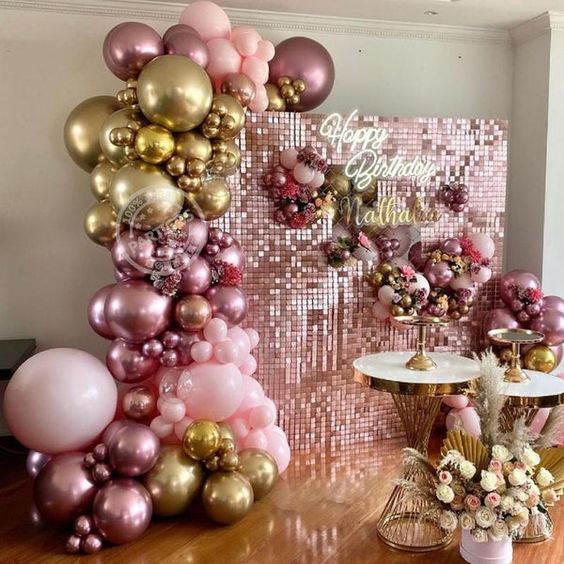 decoracion de cumpleaños para mujer sencilla con globos 