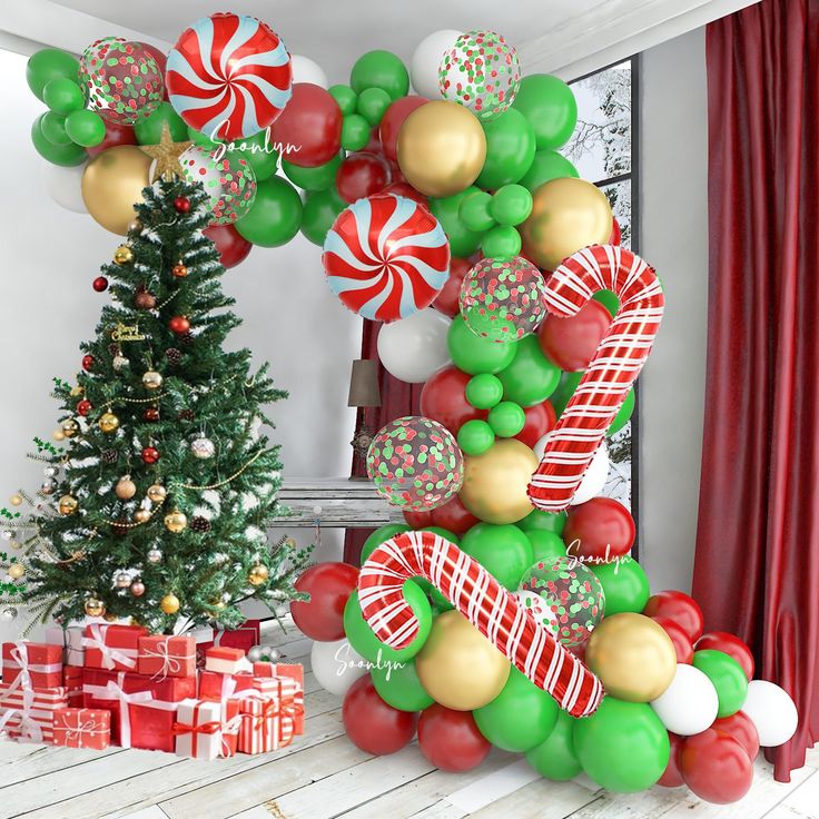 Decoración de navidad con globos